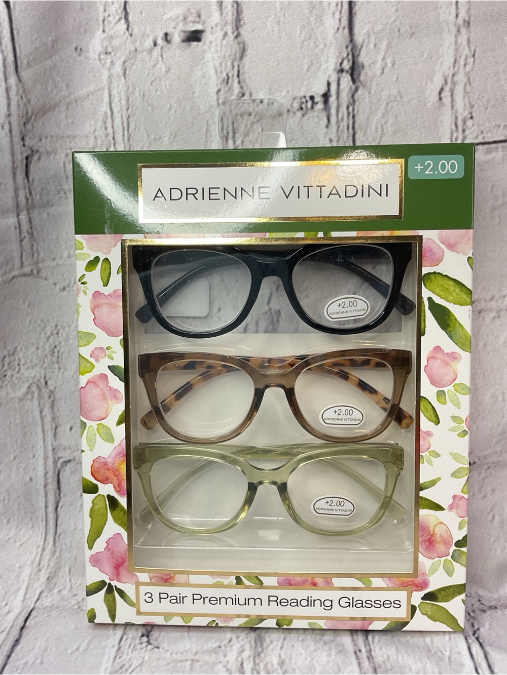 Adrienne Vittadini Three-Pack Reading Glasses — Black, Tortoise, Moss - Picture 3 of 4